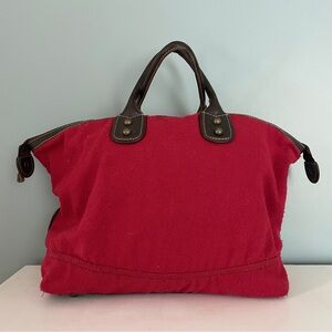 Red flannel overnight bag